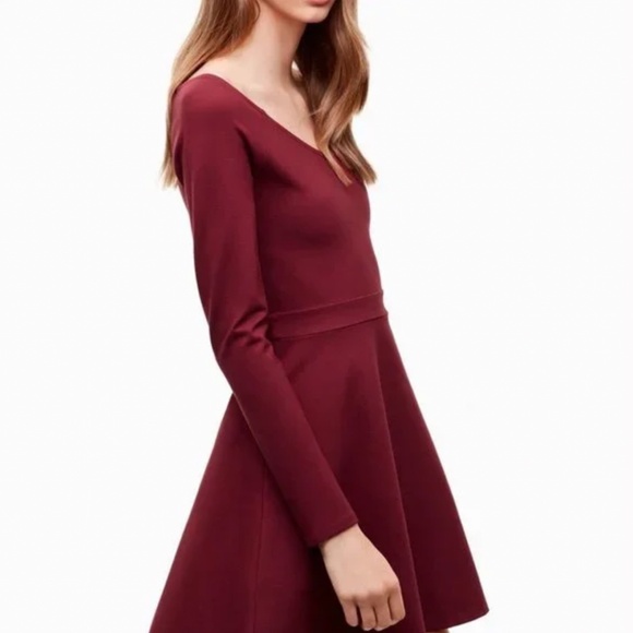 SUNDAY BEST Aritzia Sparrow Dress Fit & Flare Dress Maroon Burgundy S Like New - Picture 3 of 11